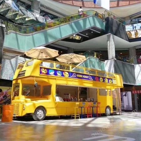 厂家定制铁艺英伦双层巴士餐车售卖车景区商业街伦敦大巴士店车