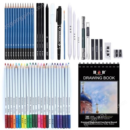 H&B跨境水溶性彩色铅笔套装72色油性彩铅素描套装批发绘画画